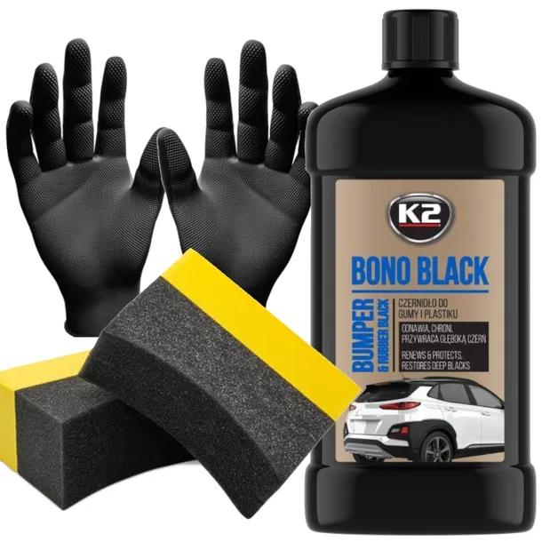 K2 BONO BLACK 500ML + APLIKATOR CZERNIDŁO DO REGENERACJI PLASTIKÓW I OPON