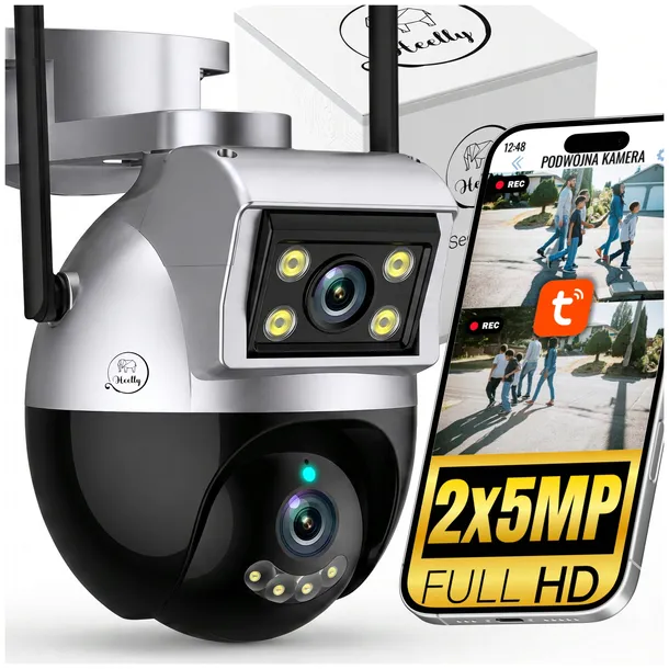 KAMERA PODWÓJNA 2X5MP TUYA ZOOM ZEWNĘTRZNA OBROTOWA IP WIFI ALARM DETEKCJA