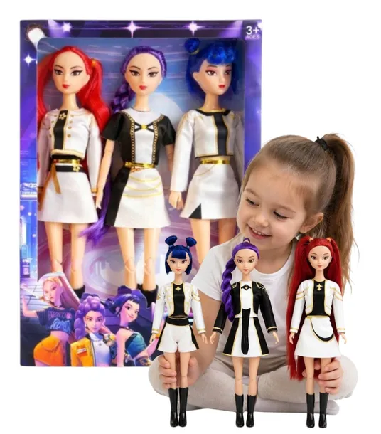 KPop Demon Hunters Lalka 3szt 30cm Muzyką Prezent Zestaw Sceniczny