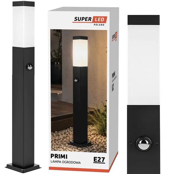 Lampa Ogrodowa stojąca Słupek ogrodowy 90 cm E27 z czujnikiem ruchu