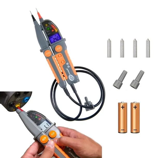 SONEL P-6 Tester Wskaźnik Napięcia 1000V Dwubiegunowy Próbnik LCD Zestaw