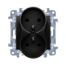 kontakt-simon-10-modul-czarny-mat-gniazdo-2x-z-u-z-przeslonami-zaciski-srubowe-16a-250v