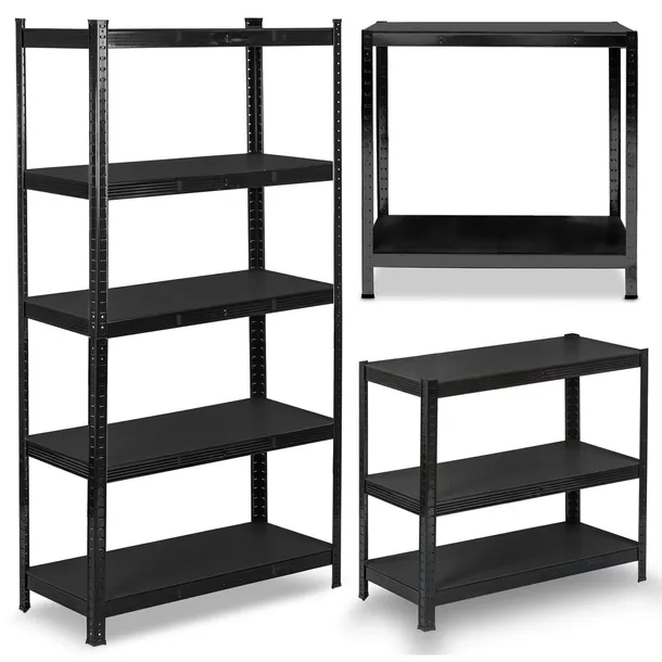 REGAŁ METALOWY MAGAZYNOWY CZARNY 180x90x40cm 5 półek 875kg 2w1 LOFT