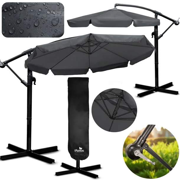 PARASOL OGRODOWY DUŻY SKŁADANY Z WYSIĘGNIKIEM FALBANĄ SOLIDNY Ø 350 CM