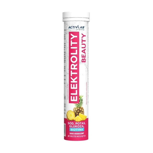 Activlab Elektrolity Beauty Ananas Kwas Hialuronowy Biotyna Skóra 20 tab
