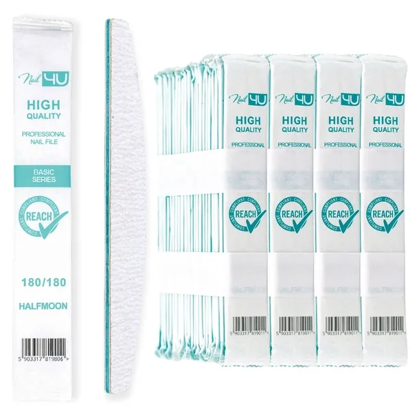 Nail4U Pilnik do paznokci ŁÓDKA półksiężyc 180/180 100 sztuk