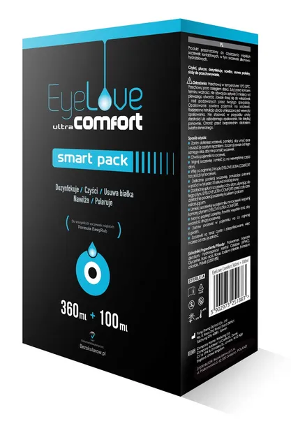 Płyn do soczewek EyeLove ultraComfort SmartPack 360 ml + 100 ml i pojemnik