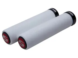 sram-locking-grips-foam-129mm-white-with-single-black-clamp-and-end-plugs