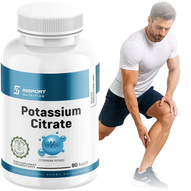 POTAS Cytrynian POTASU 1000mg 90 kap CIŚNIENIE KRWI Mięśnie Serce | INSPORT
