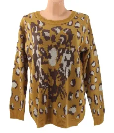 saintsandmortals-sweter-brazowy-w-panterke-xs