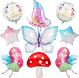 balony-foliowe-wrozki-9-szt-rozowe-dekoracja-urodzinowa-dziewczynki