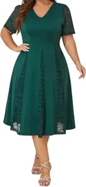 sukienka-z-koronka-z-krotkim-rekawem-i-dekoltem-w-serek-zielona-1xl