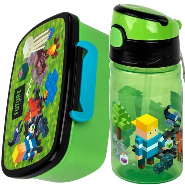 MINECRAFT BIDON ŚNIADANIÓWKA GAMING DLA CHŁOPAKÓW GAMETR KOMPLET 2w1 GRY