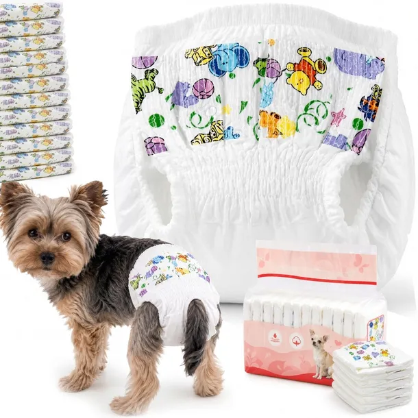 PAMPERSY PIELUCHY DLA PSA suczki REGULOWANE DO ZWIERZĄT 2-3KG 12szt S