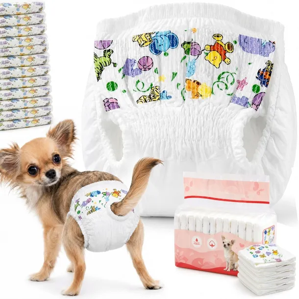 PAMPERSY PIELUCHY DLA PSA suczki REGULOWANE DO ZWIERZĄT 1-2KG 12szt XS