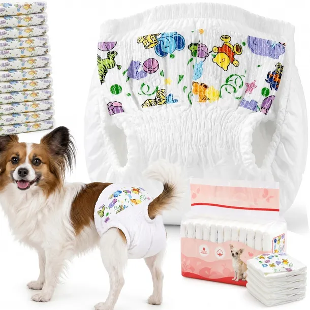 PAMPERSY PIELUCHY DLA PSA suczki REGULOWANE DO ZWIERZĄT 4-8KG 12szt M