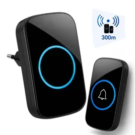 czarny-dzwonek-bezprzewodowy-ip44-wodoodporny-300-m-zasiegu-60-melodii