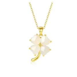 fraise-naszyjnik-srebrny-s925-koniczynka-z-jadeitem-pozlacany-22-karaty