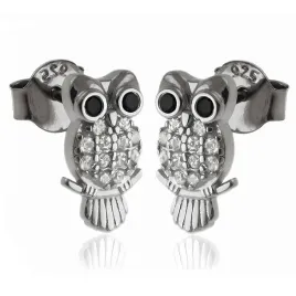 rodowane-kolczyki-srebrne-sowy-biale-cyrkonie-owl