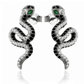 eleganckie-rodowane-srebrne-kolczyki-waz-snake-zmija-czarne-biale-cyrkonie