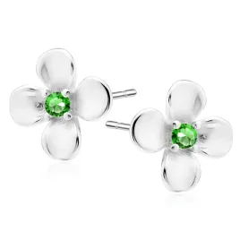 delikatne-rodowane-srebrne-kolczyki-kwiaty-kwiatki-flowers-zielone-cyrkonie