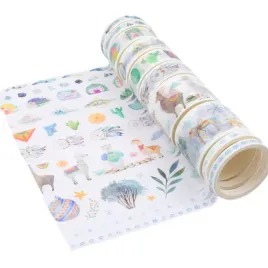 tasma-washi-dekoracyjna-zielona-scrapbooking-zestaw-10-szt