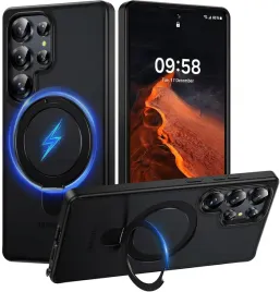 tauri-etui-magsafe-do-samsung-galaxy-s25-ultra-matowe-czarne-ring-stojak