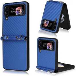 coque-karbonowe-etui-do-samsung-galaxy-z-flip-4-niebieskie-uchwyt-pasek