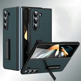 coque-etui-do-samsung-galaxy-z-fold-5-karbonowe-zielone-stojak