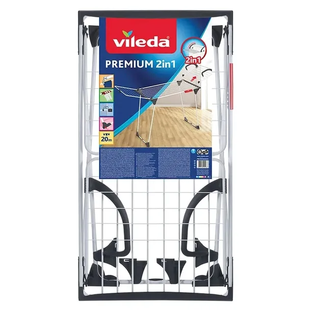 suszarka-vileda-premium-2in1-stan-nowy-cechy-dodatkowe-na-kolkach-rozkladane-skrzydla-uchwyt-do-suszenia-bielizny-uchwyt-na-wieszaki