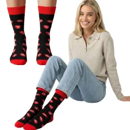 skarpetki-damskie-usta-czerwone-czarne-funny-socks-bawelniane-little-angel