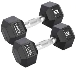 hms-zestaw-hantli-gumowanych-heksagonalnych-do-cwiczen-fitness-2x10-kg