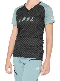 koszulka-damska-100percent-airmatic-women-s-jersey-krotki-rekaw-seafoam-checkers