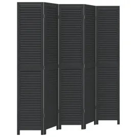 parawan-pokojowy-5-panelowy-czarny-lite-drewno-paulowni