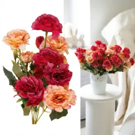sztuczne-kwiaty-bukiet-roze-czerwone-brzoskwiniowe-30-cm-dekoracja-wnetrz