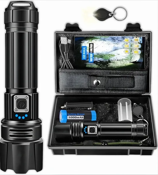 LATARKA TAKTYCZNA WOJSKOWA WODOODPORNA LED 500000 LM 5000 mAh ZOOM + GRATIS