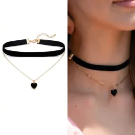 choker-damski-czarny-aksamit-serce-zloty-naszyjnik-regulowany