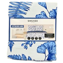 posciel-100percent-bawelniana-220x200cm-2x70x80cm-niebieskie-liscie-smukee