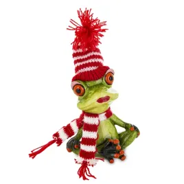 swiateczna-figurka-zaba-w-czapce-i-szaliku-14cm