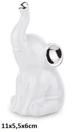 figurka-slon-slonik-siedzacy-ceramiczny-bialo-srebrny-11x55x6-cm