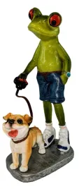 figurka-pan-zaba-z-psem-na-smyczy-16x9x6