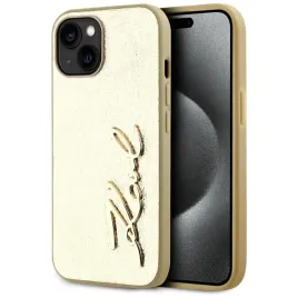 etui-karl-lagerfeld-wrinkled-metal-signature-na-iphone-15-zlote