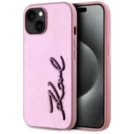 etui-karl-lagerfeld-wrinkled-metal-signature-na-iphone-15-rozowe