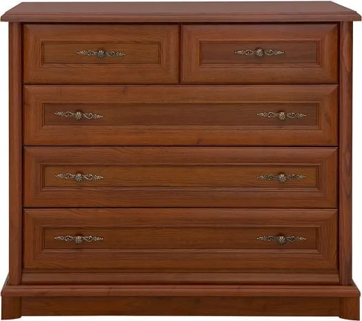 DUŻA KOMODA KLASYCZNA Black Red White Kent 5 Szuflad Kasztan 101x45x91 cm