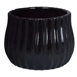 doniczka-ceramiczna-czarna-karbwana-mala-14x14x11