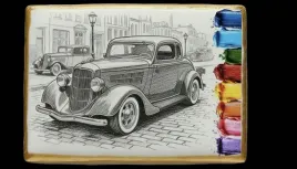 ciastko-lukier-malowanka-pedzelek-maluj-i-zjedz-retro-auto-i-paleta-kolorow