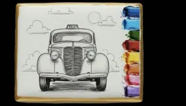 ciastko-lukier-malowanka-pedzelek-maluj-i-zjedz-retro-taxi-i-kolorowa-palet