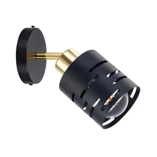 KINKIET LED E27 ELEN CZARNY ZŁOTY REGULOWANY 35W