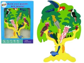 drewniane-drzewo-ptaki-papugi-diy-klocki-drewniane-puzzle