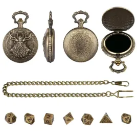 zegarek-pudelko-lesny-dziad-zloty-malutki-zestaw-7-metalowych-kosci